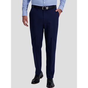 New Men's Haggar Navy Smart Wash Repreve Classic Fit Dress Pants 38x30